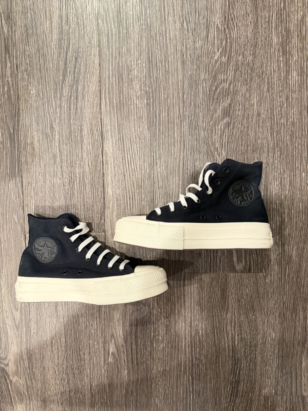 Converse Platform High Top Sneakers - Black & White Cream Sole